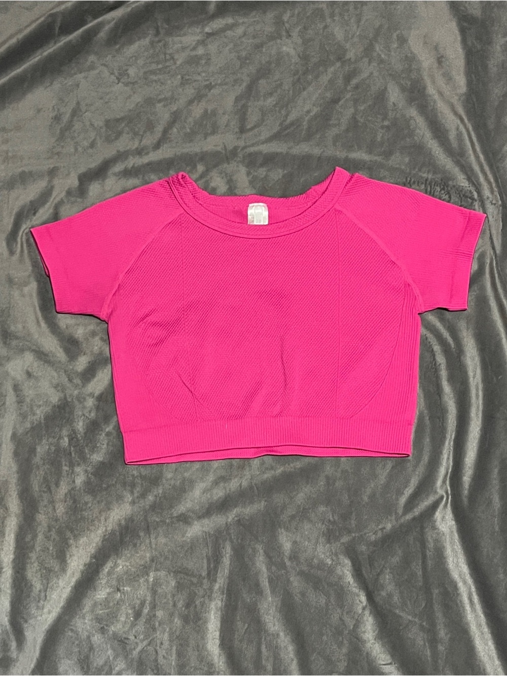 Ribbed Short Sleeve Crop Top - Pink